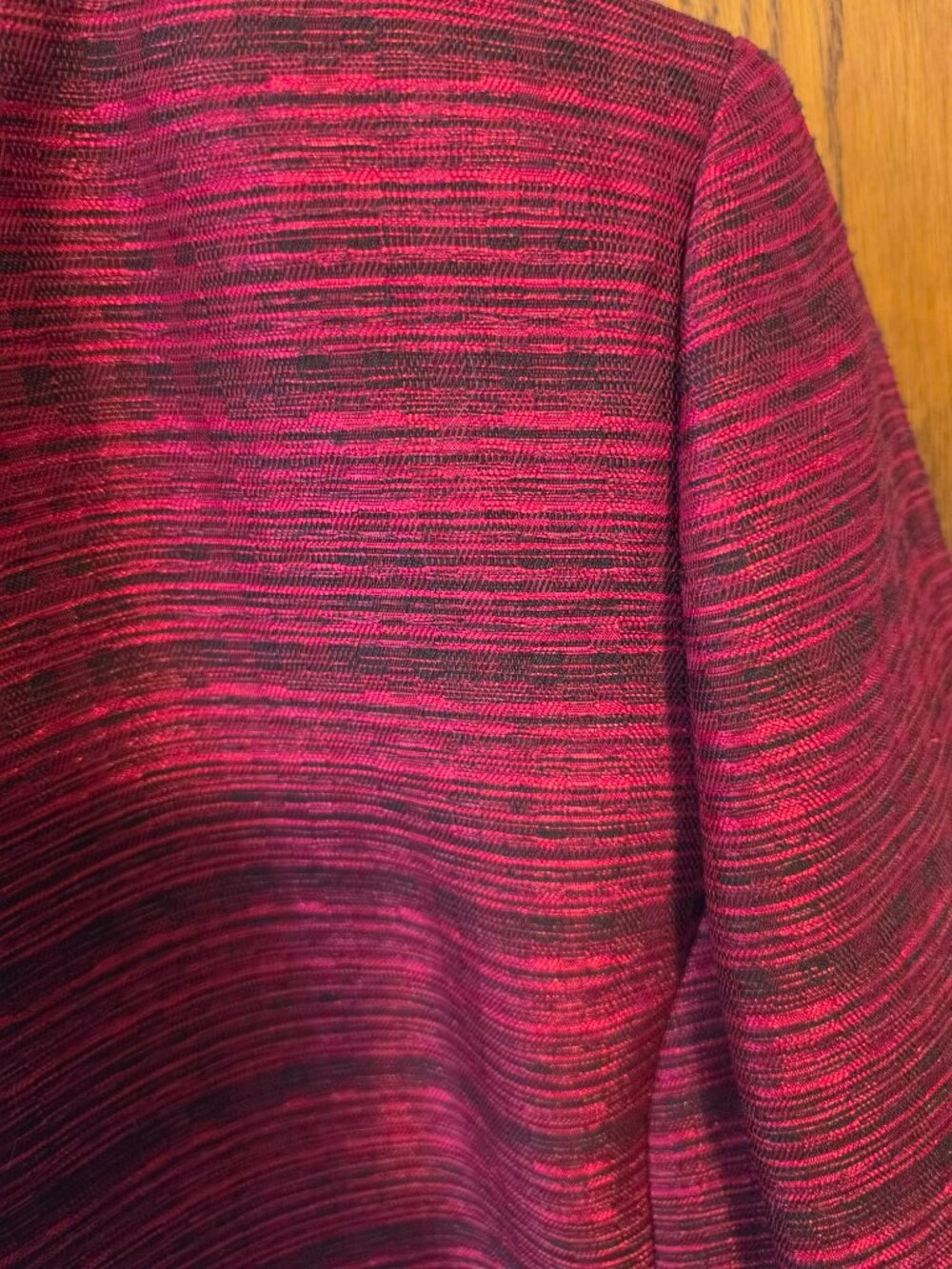 Kasper Red & Black Textured Open Front Blazer Jacket - Size 10 - Picture 5 of 6